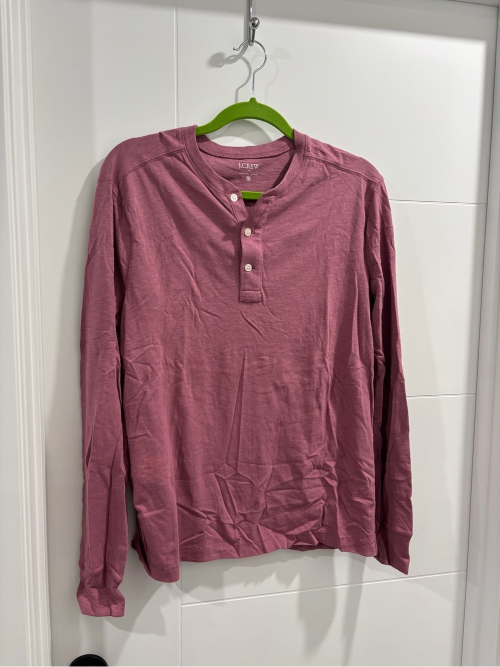 J. Crew Long-Sleeve Henley in Dusty Rose